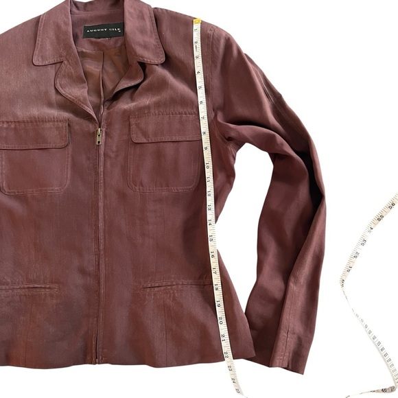 August Silk Full Zipper Jacket in Burnt Sienna Women’s Size Medium - Picture 4 of 7